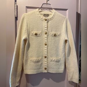 H&M Cream Bouclé Button-Front Cardigan Size XS